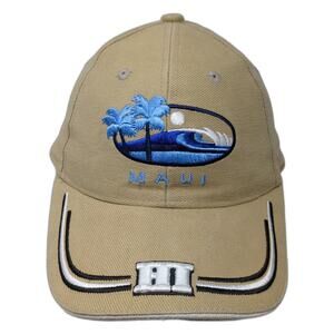 Maui HI Hawaii Strapback Hat Beige One Size Embroidered Adjustable